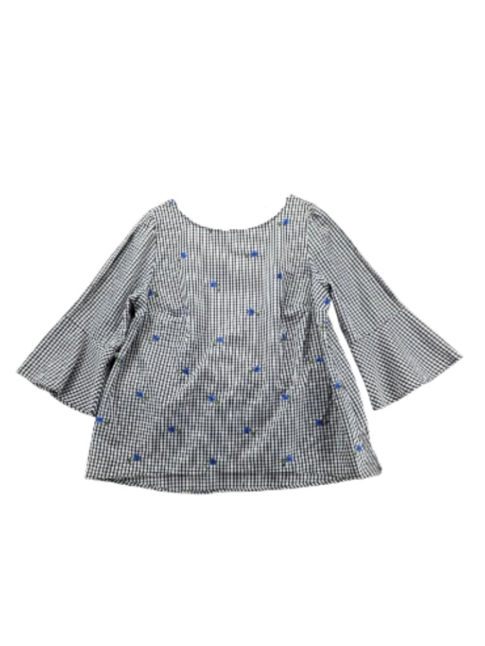 Alyx Check Me Embroidered Gingham Bell Sleeve Blouse